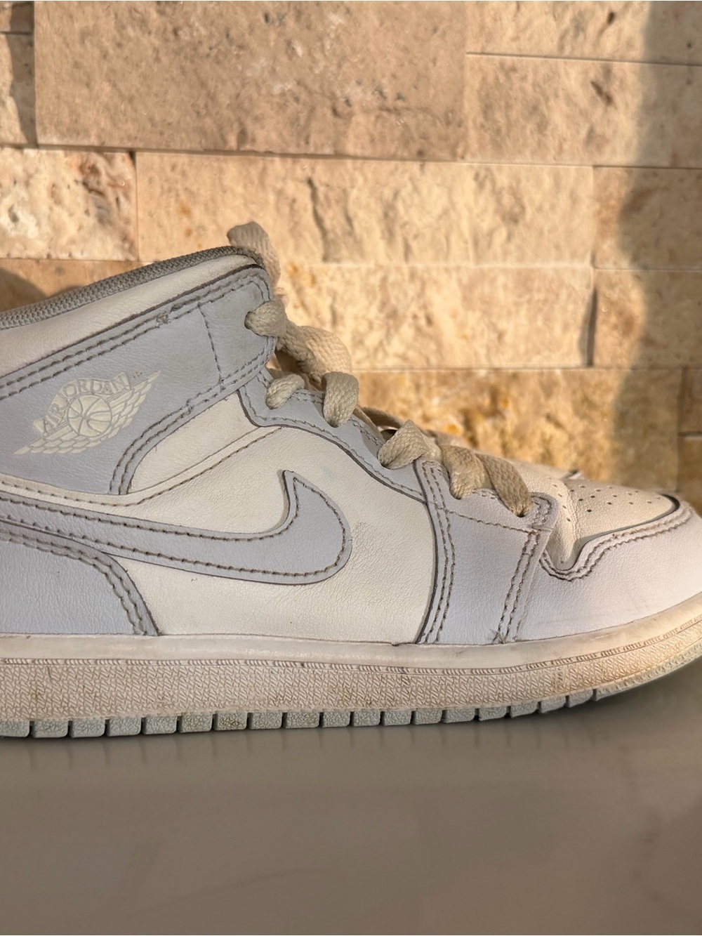 Nike Air Jordan 1 Mid White and Light Gray Sneakers